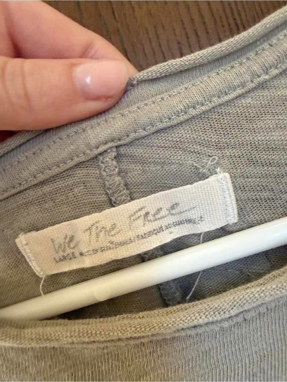 Two Free People Light Gray Short Sleeve Tees - Picture 6 of 7